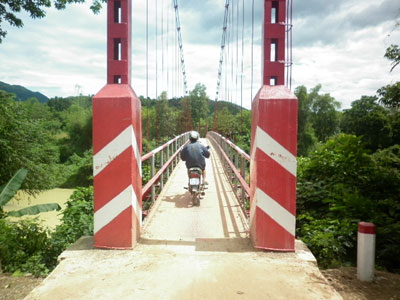 Cầu treo ở xã Cầu Bà đã sửa chữa xong