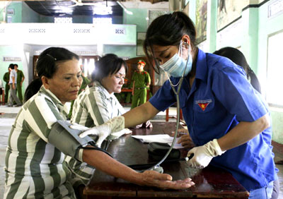 Khám bệnh cho phạm nhân tại Trại giam A2.