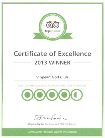 Sân golf Vinpearl được TripAdvisor vinh danh