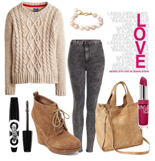 Phối áo len vặn thừng quyến rũ