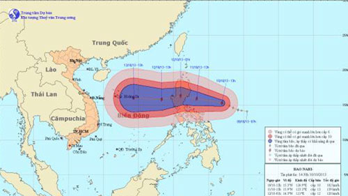 Bão mạnh cấp 14 đang hoạt động gần biển đông