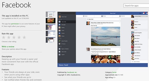Đã có ứng dụng Facebook chính chủ cho Windows 8
