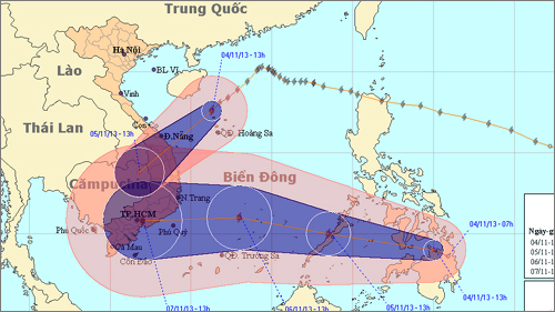 Đường đi và vị trí cơn bão