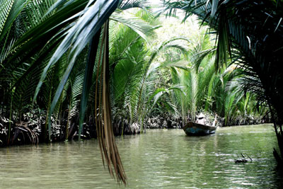 Chèo thuyền trên kênh Cầu Chùa.