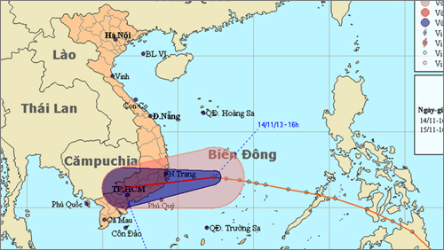 Vị trí và đường đi của áp thấp nhiệt đới