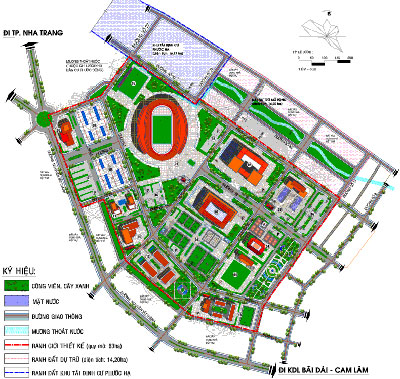 Bản đồ quy hoạch Khu liên hợp thể thao tỉnh.