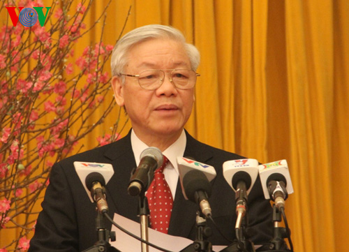 Tổng Bí thư: Đoàn kết phấn đấu đạt mục tiêu 2014