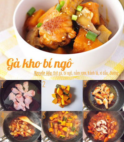 Lạ miệng với gà kho bí đỏ