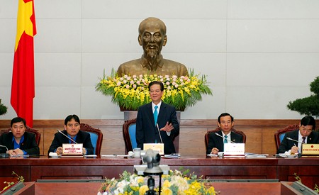 Thủ tướng Chính phủ Nguyễn Tấn Dũng phát biểu trong buổi làm việc với Trung ương Đoàn TNCS Hồ Chí Minh. Ảnh: VGP/Nhật Bắc