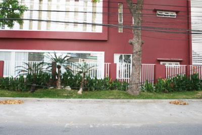 Dây điện giăng mắc trước cổng trường