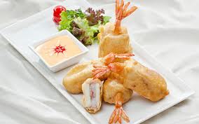 Sake kẹp tôm chiên giòn