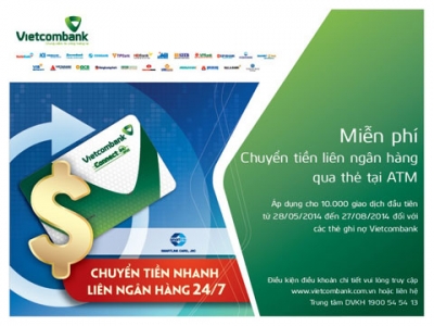 Vietcombank triển khai dịch vụ chuyển tiền nhanh liên ngân hàng tại ATM