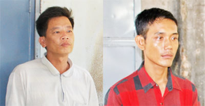 Đối tượng  Quang và Anh tại cơ quan Công an.