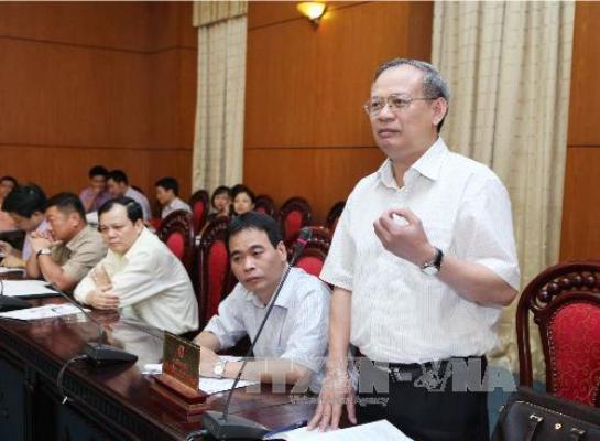 TS Đinh Xuân Thảo, Viện trưởng Viện nghiên cứu lập pháp phát biểu tại phiên họp. Ảnh: Lâm Khánh/TTXVN.