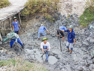 Nạo vét, làm nền cho việc xây cầu