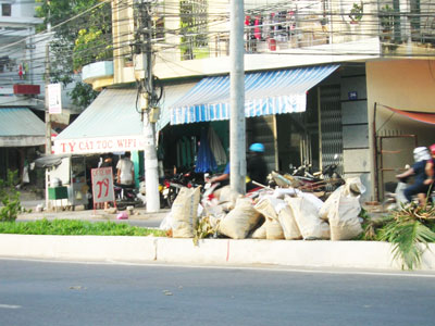 Xà bần chiếm lòng, lề đường