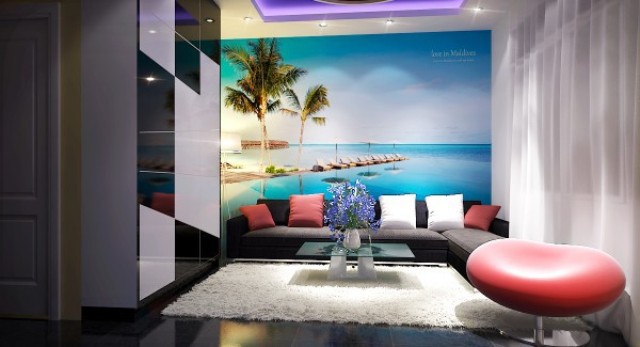 Giấy dán tường giúp phòng sinh hoạt gia đình lung linh hơn