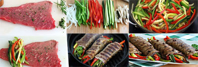 Bò nướng cuốn rau củ