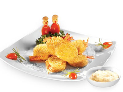 Củ sen chiên tôm xù