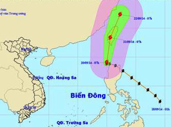 Trong 24 giờ tới, bão Fung - Wong di chuyển theo hướng Bắc