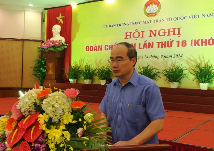  Chủ tịch Ủy ban Trung ương MTTQ Việt Nam phát biểu tại Hội nghị. (Ảnh: TH)