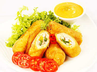 Gà cuộn khoai chiên giòn