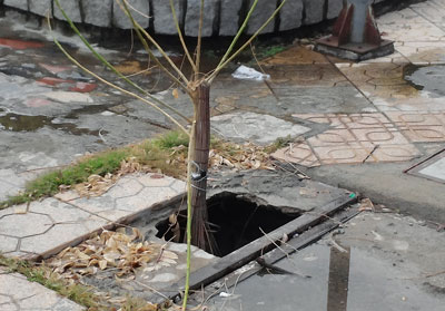 Cần thay nắp hố ga nơi công viên