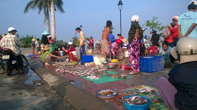 Chợ cá tự phát gây ô nhiễm