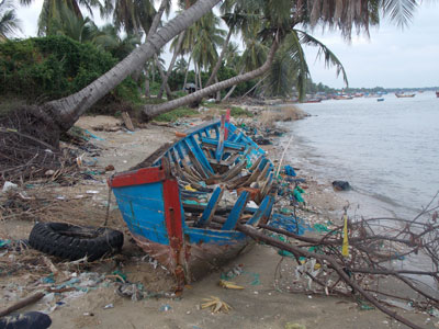 Bờ biển Vạn Ninh trong mùa mưa bão năm 2013.