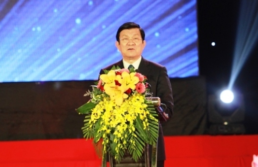 Chủ tịch nước Trương Tấn Sang phát biểu tại buổi lễ. Ảnh: Kim Sơn.