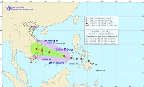  Vị trí và đường đi của bão - Nguồn: TTDBKTTVTW