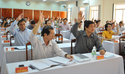 Tỉnh ủy biểu quyết thông qua chương trình công tác năm 2015.