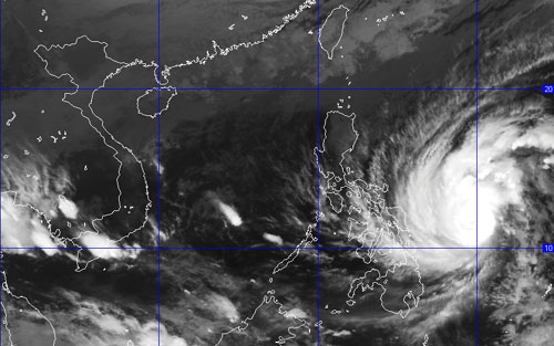 Cơn bão được chụp từ vệ tinh (Ảnh: TTDBKTTV)