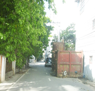 Container đặt giữa đường