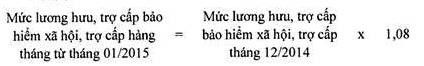 Hướng dẫn tăng lương hưu, trợ cấp BHXH từ 1/1/2015