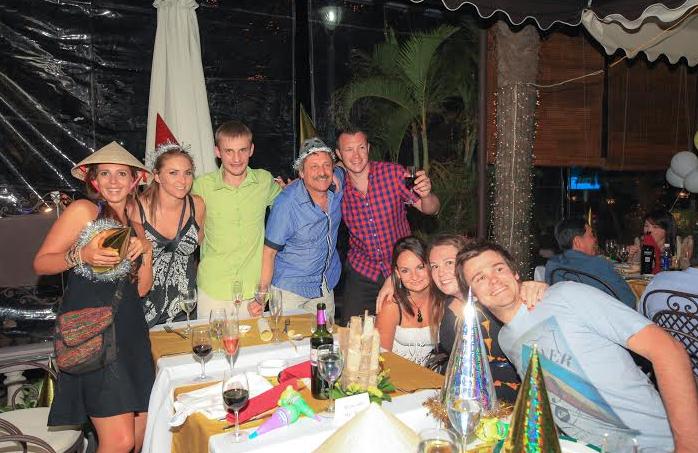 Foreign tourists celebrating Lunar New Year Festival in Nha Trang