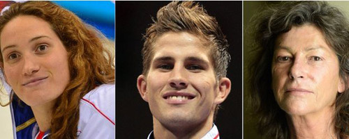 Từ trái sang: Camille Muffat, Alexis Vastine và Florence Arthaud. Ảnh: AP.