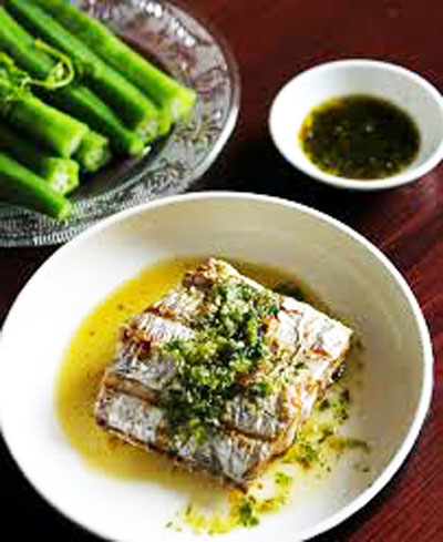 Cá hố nướng mắm ngò