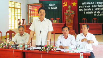 Ông Lê Thanh Quang làm việc với xã Diên Lâm