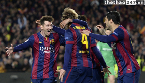 Barca vào tứ kết C1 một cách thuyết phục.