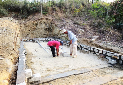 Trạm bơm tăng áp đang được xây dựng tại thôn Liên Thành.