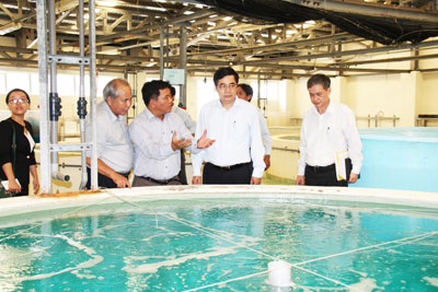 Bộ trưởng Bộ Nông nghiệp và Phát triển nông thôn Cao Đức Phát (thứ 2 từ phải sang) khảo sát hoạt động của trung tâm.