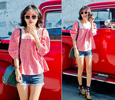  Vải in họa tiết Gingham thường được sử dụng để may nên những trang phục vô cùng xinh xắn