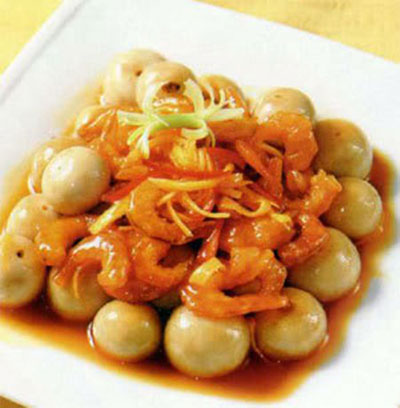 Tôm khô với cà pháo