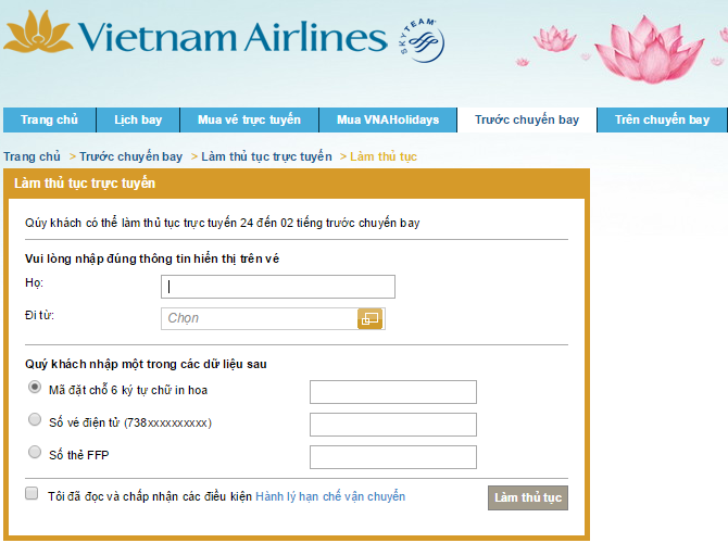 Khách hàng Vietnam Airlines được sử dụng thẻ lên tàu bay tự in