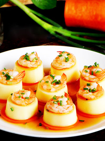 Đậu phụ non hấp tôm ngon