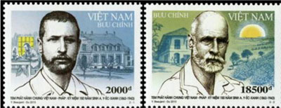 Tem phát hành chung Việt Nam - Pháp tháng 9-2013. Kỷ niệm 150 năm năm sinh Alexandre Yersin (1863 - 1943)