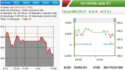 Diễn biến VN-Index và HNX-Index, phiên giao dịch ngày 4-8