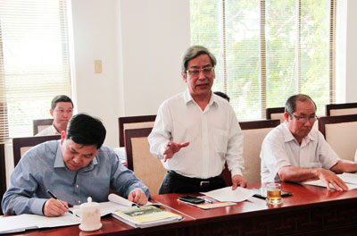 Đồng chí Lê Xuân Thân phát biểu tại buổi làm việc