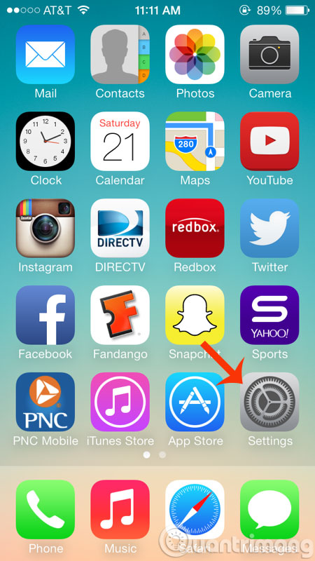 Trên giao diện màn hình iPhone, chọn Settings